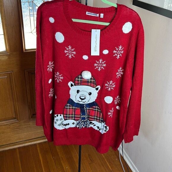 Notations Women's Ugly Polar Bear Christmas Sweater Plus Size NWT Size 3X - Picture 2 of 8